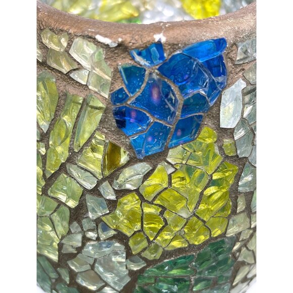 Retro MCM Mosaic Glass Brandy Snifter Candle Holder Pedestal Vase 1970's Vintage - Picture 10 of 15